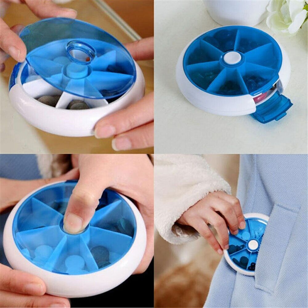 7 Day Medicine Pill Holder 1Pc Weekly Rotating Pill Box Travel Pill Dispenser
