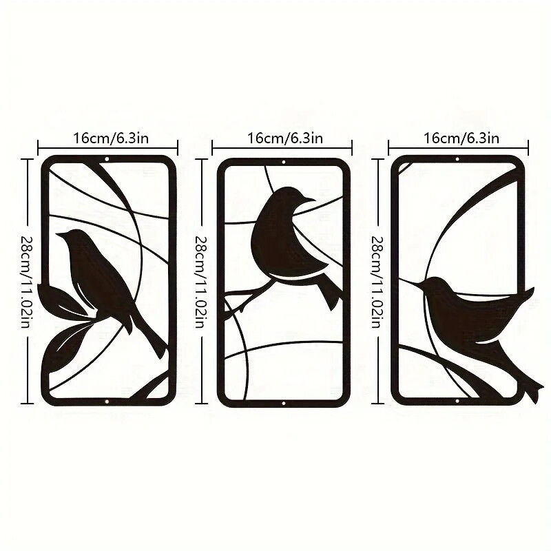 3pcs Paradise Bird Metal Wall Art, Bird Metal Wall Painting Metal Wall Picture