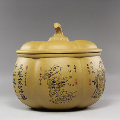 Four Beauty Pumpkin Purple Clay Tea Pot