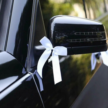 Wedding Decor 50Pcs Cotton White Bows Jewelry Bridal Car Antenna Decorative Loop