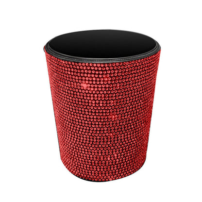 Bling Rhinestones Car Auto Trash Can Garbage Rubbish Bin Dust Case Holder Box