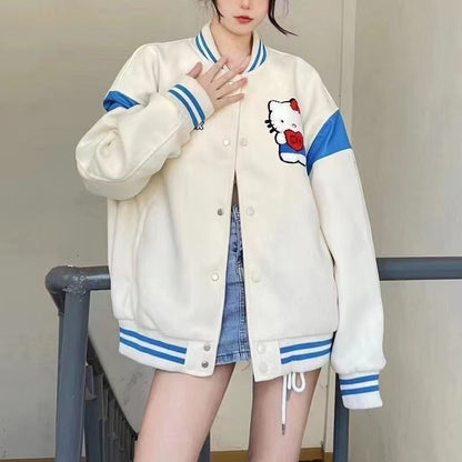Japanese Hello Kitty cute embroidered ladies jacket baseball suit loose spring