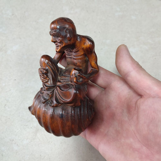 vintage wooden ornaments chinese boxwood carving figure home decor buddha statue