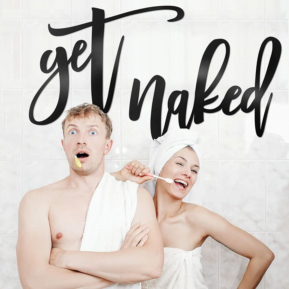 18”X 25” Get Naked Sign for Bathroom Wall Decor Bath Word Art Metal Letters