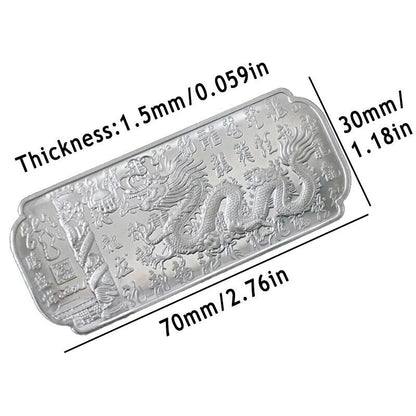Commemorative Coins Metals Silver Plated Bar New Year Of The Dragon Zodiac 7x3cm