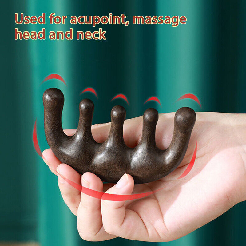 Gua Sha Meridian Massage Comb Wooden Acupuncture Head Sandalwood Massager Tools