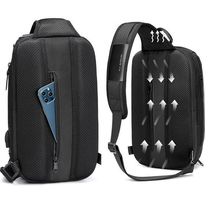 Men USB Shoulder Bag Travel Pack Crossbody Chest Bag Pack Women Female