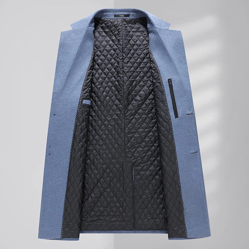 Men's Cashmere Elegant Gentleman Solid Color Plus Wool Coat Long Wool Coat