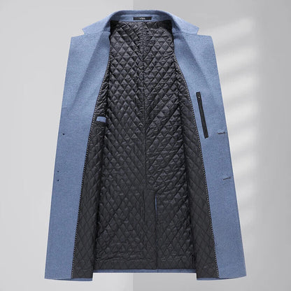 Men's Cashmere Elegant Gentleman Solid Color Plus Wool Coat Long Wool Coat