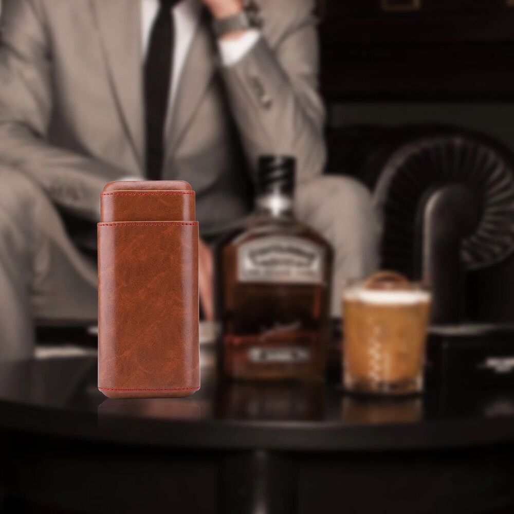 Cigar Cases PU Leather 3 Sticks Portable Storage Humidor Box Accessories 85x35mm
