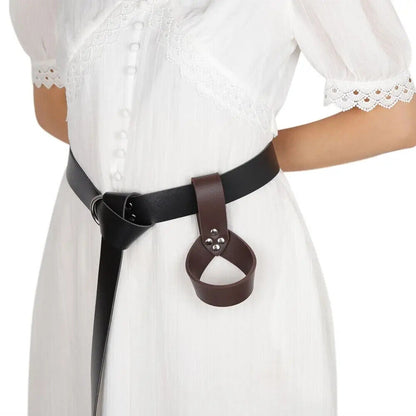 Medieval Sword Holder Ring PU Leather Sleeve Rapier Holster Costume Weapon Strap