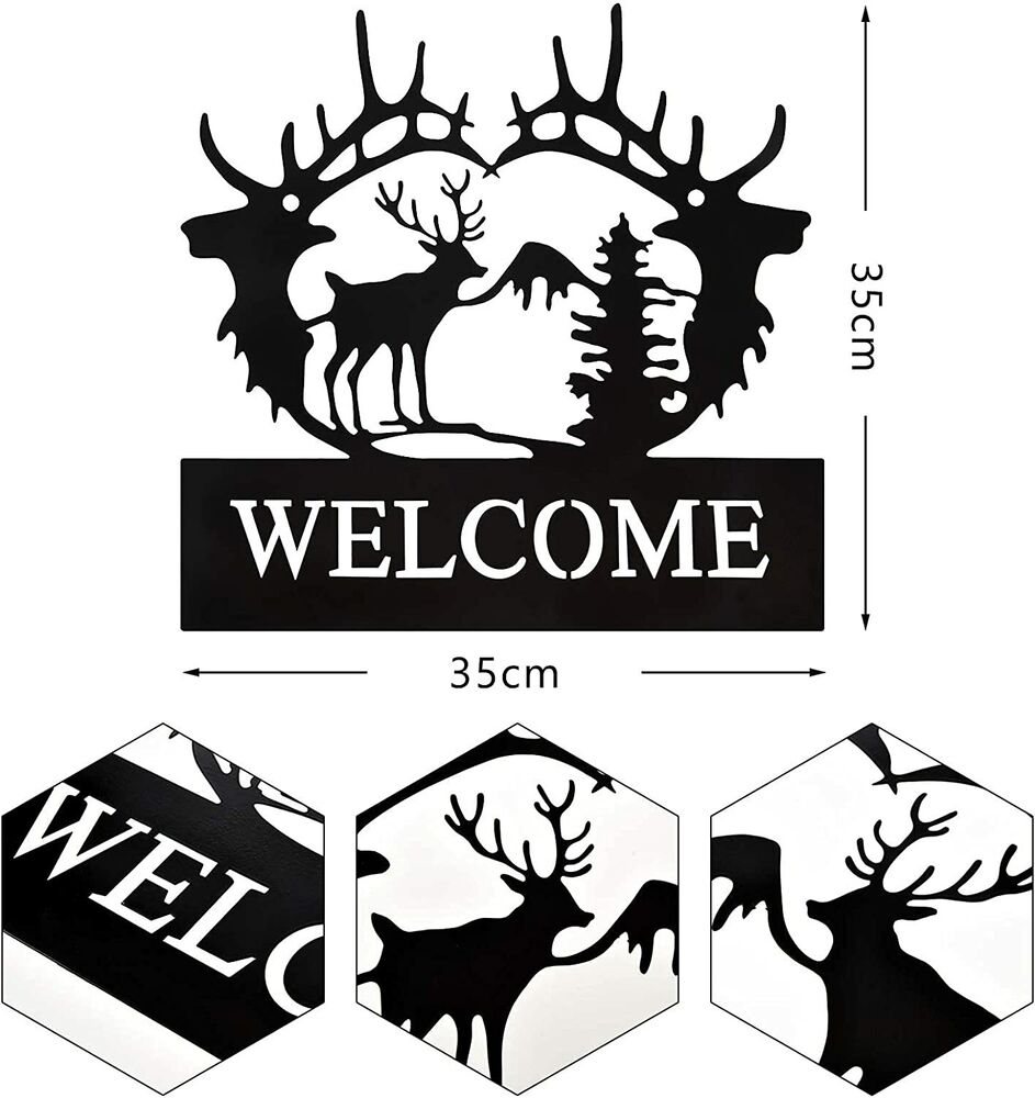 Deer Metal Wall Art Deer Pine Tree Wall Decor Metal Deer Welcome Sign