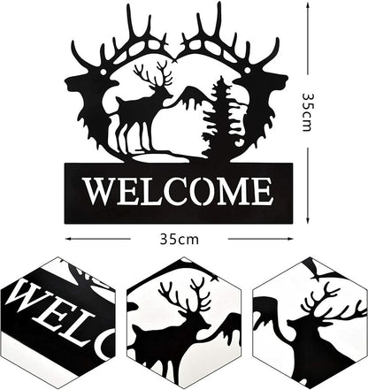 Deer Metal Wall Art Deer Pine Tree Wall Decor Metal Deer Welcome Sign