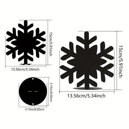 Snowflake Metal Silhouette Garden Stake Christmas Decor, Fence, Lawn, Garden