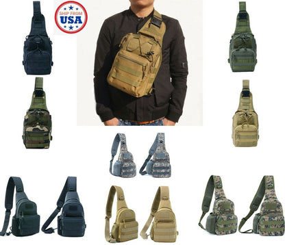Men Molle Pouch Tactical Chest Shoulder Sling Bag Bum Pack Cross Body Backpack