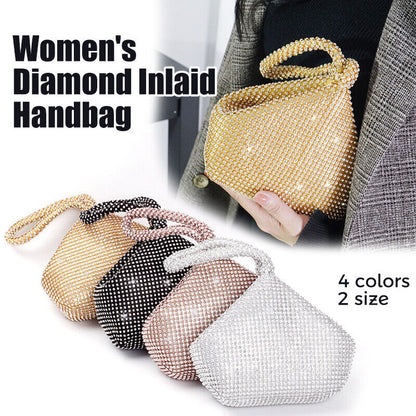 Women Sparkle Diamante Wedding Clutch Purse Prom Evening Party Wrist Bag Handbag