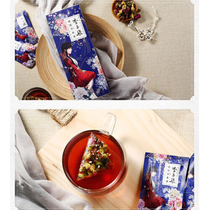 逍遥草本茶花茶赤小豆薏米玫瑰菊花茶包9g*10袋 Liziqi Xiaoyao Herbal Tea Scented Tea Chrysanthemum Tea