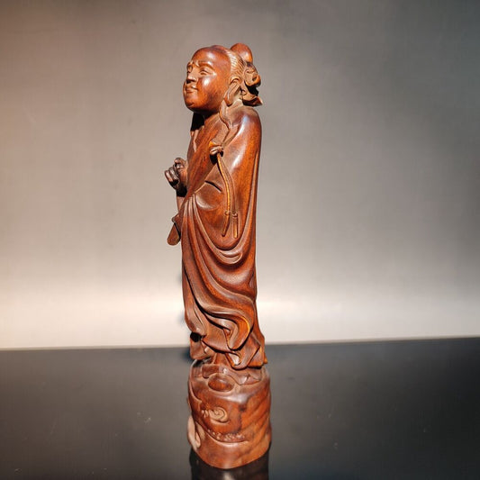 vintage wooden wood sculpture decorative statue flute patron deity musician gift