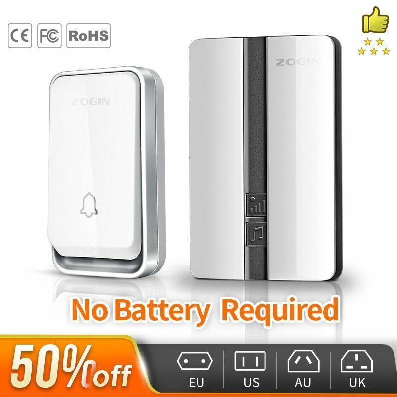 Wireless Doorbell Waterproof Self-powered Smart Door Bell No Battery Required