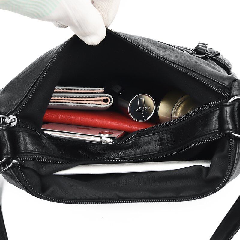 Women's Soft Leather Shoulder Bags Multi-Layer Crossbody Bag Handbag