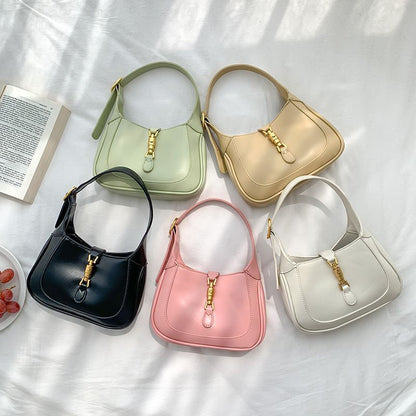 Retro Women Lock Hobo Bags Crossbody Shoulder Bag Niche Black White Pink Handbag