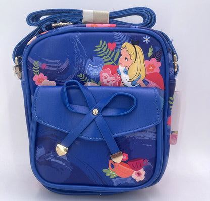 Disney Crossbody Bag With Tags Blue Rare Alice In Wonderland 8.5" Lady Purse