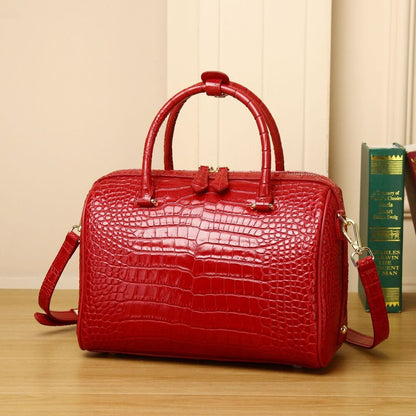 crocodile belly pattern handbag, top cow leather wedding bag shoulder pillow bag