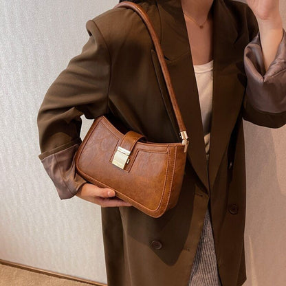 Shoulder Bags Women PU Leather Lock Handbags Purse Hand Lady Designer Zipper