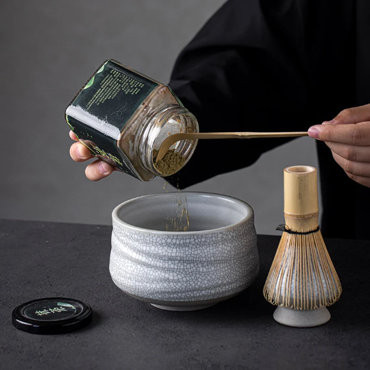 4pcs/set Ceramic Matcha Set Ceramic Whisk Holder Stand And Tea Bowl Set