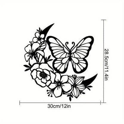 CIFbuy Boho Moon Phase Butterfly Flower Metal Wall Art Nordic Home Decor