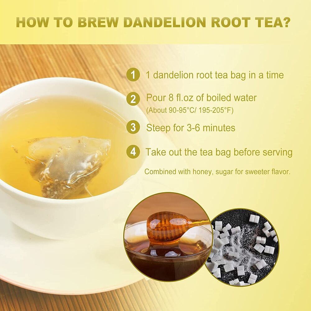 2023 FullChea - Dandelion Root Tea Bags, 100 Teabags, 2.5g/bag