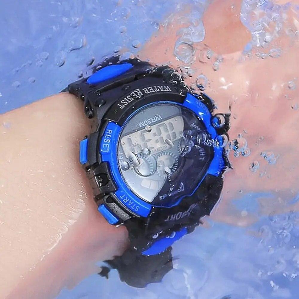 Waterproof Kids Digital Electronic Watch Children Boys Girls Sports LED Watches