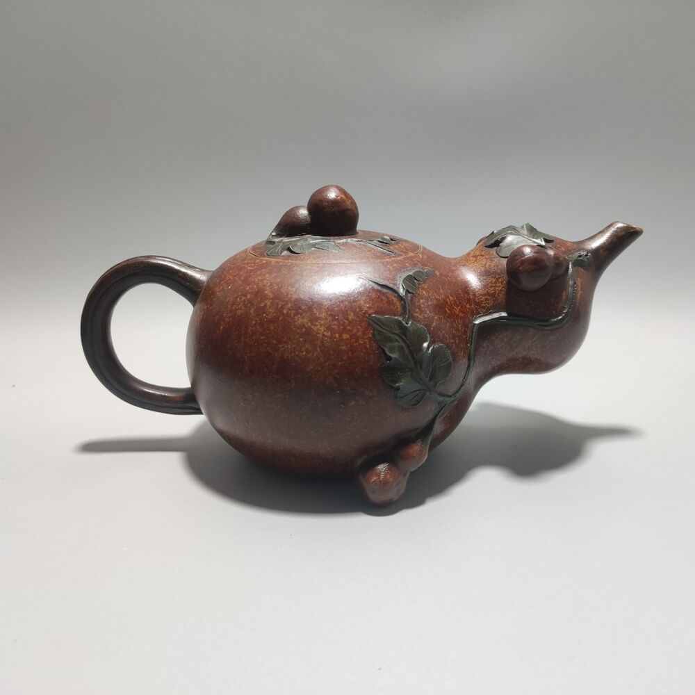 Vintage Chinese Yixing Purple Clay Teapot Zisha Ceremony Ceramic Gourd Teaware