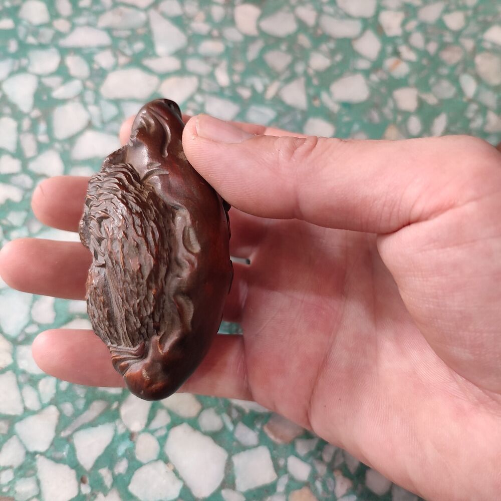 chinese wood appealing sculpture lowrie fox statue beautifully carved pendant