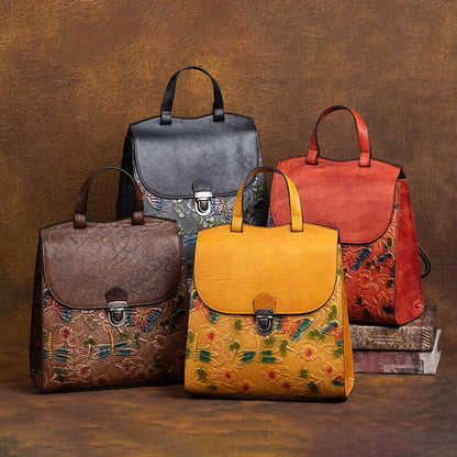 Desinger Backpack, Top Cowhide Leather Women's embossed Shoulder Bag