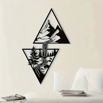 Iron Crafts Mountain Waterfall Art Wall Decor Metal Wall Decor, Interior Decor
