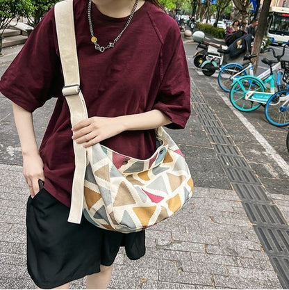 Canvas Big Soft Slouchy Bag Vintage Retro Student Laptop Pouch Crossbody Purse