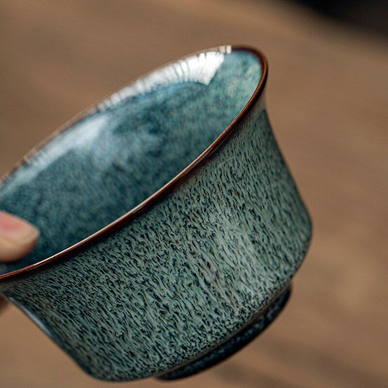 Handmade Ceramic Blue Gaiwan Pigmented Pottery Tea Maker Accessory Drinkware New