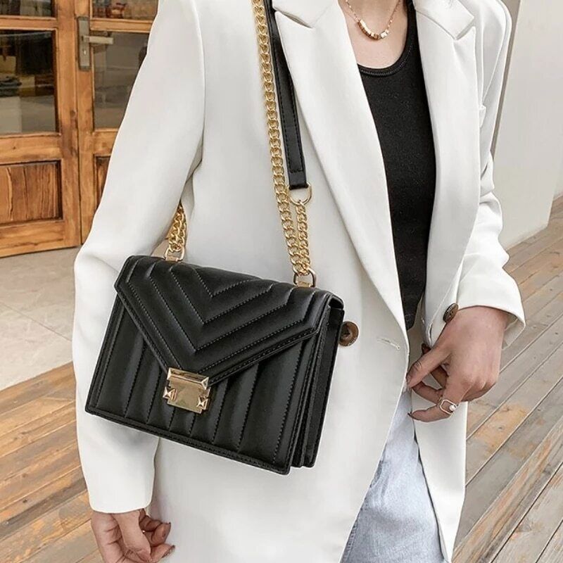 Strip Chain Shoulder Crossbody Bag Women Ladies Bag Female Handbags