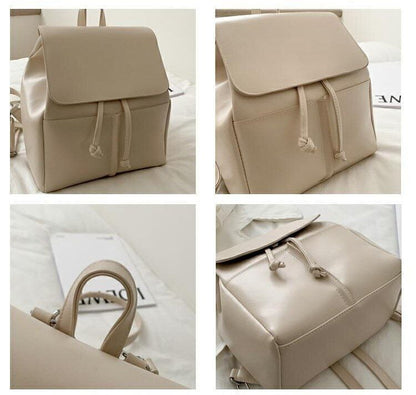 Synthetic Leather Backpack School Bags Drawstring Rucksack 19*27*15 CM Traveling