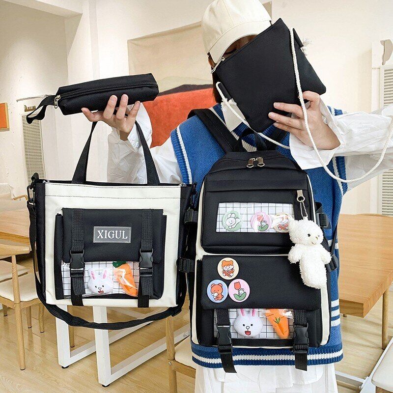 Women Backpack Student Girl School Bag Multi-piece set Backpack School Bags
