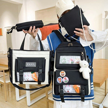 Women Backpack Student Girl School Bag Multi-piece set Backpack School Bags