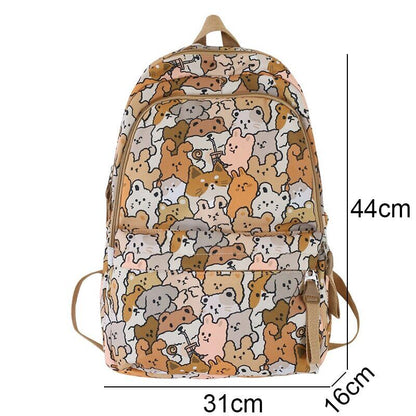 Cartoon Print Book Bag Women School Bag Girl Laptop Backpack Lady Travel