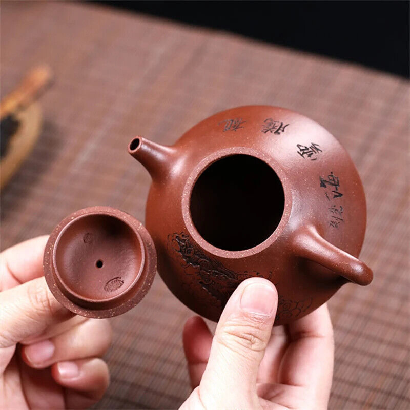 160ml tea pot 14 infuer dragon carved shipiao pot ore real yixing zisha purple