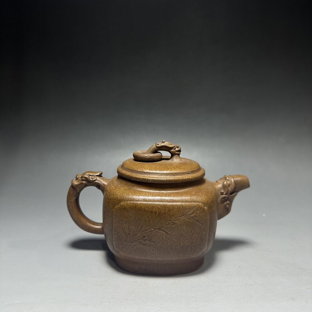 vintage chinese yixing purple clay teapot zisha ceremony carving Collectible art