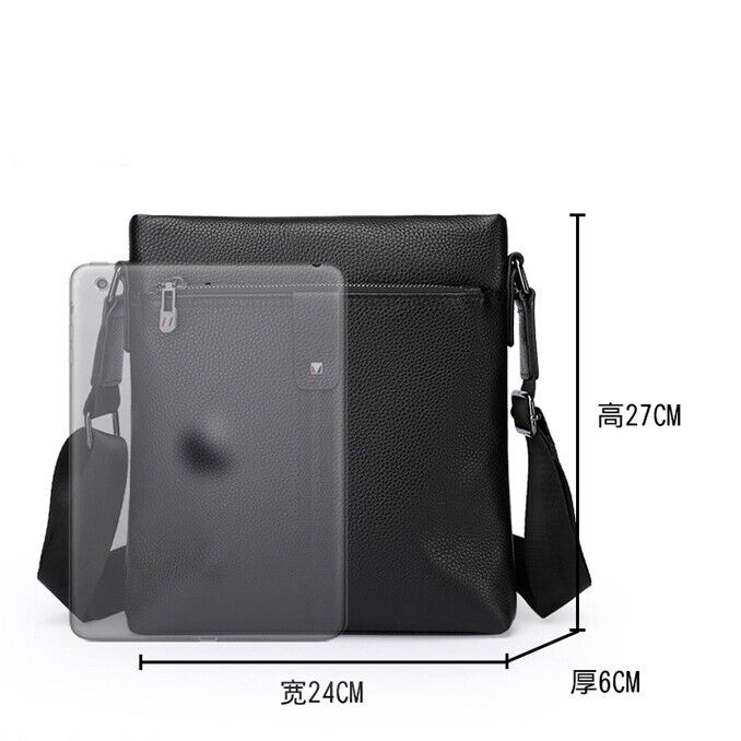 Top Cow Leather Black Men's Bag, Luxury Sling Shoulder Messnger Bags Crossbody