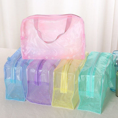 Flower Print Cosmetic Bag Transparent Makeup Pouch Case Travel Small Toiletry
