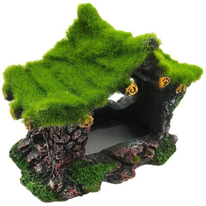 Aquarium Decorations Resin Hollow Hiding House Beta Fish Tank Driftwood 11x9x7cm
