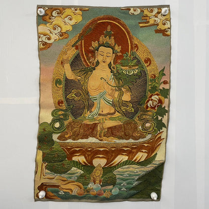 Ancient Tangka Embroidery Guanyin Bodhisattva in Tibet, China 60*90CM（文殊菩萨）