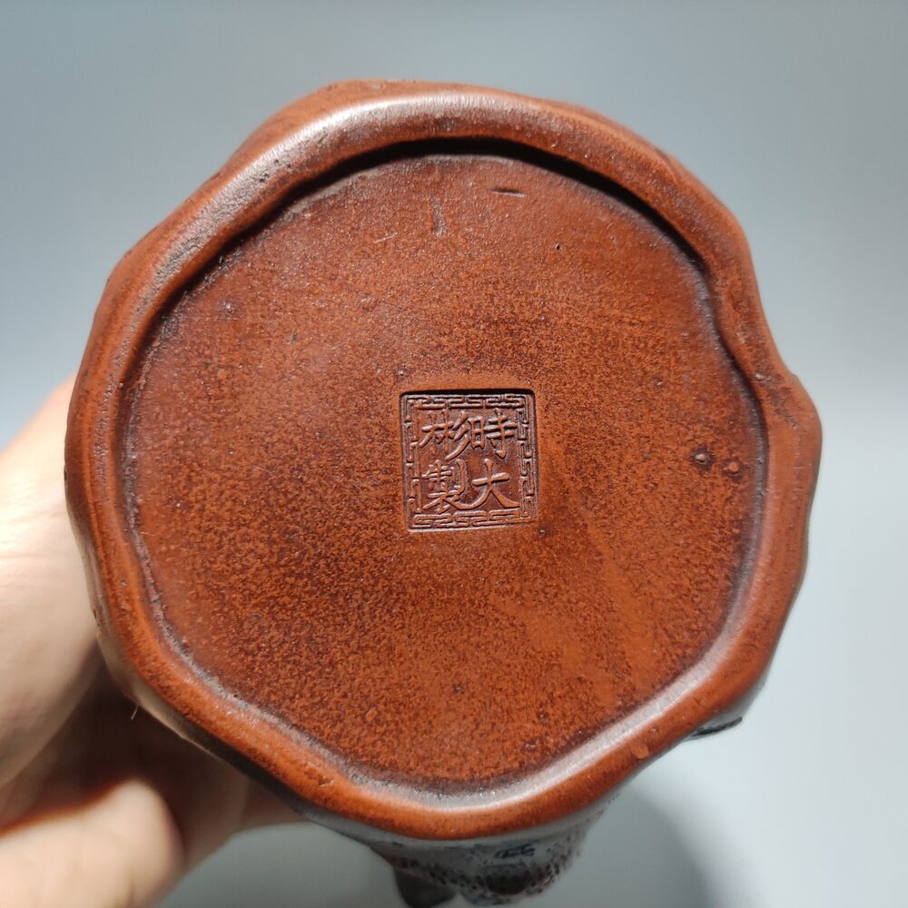 Vintage Chinese Yixing Purple Clay Teapot Zisha Ceremony Carving Collectible Art